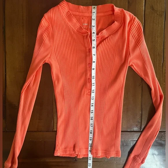 Aerie stretch ribbed henley long sleeve shirt top - Picture 5 of 9